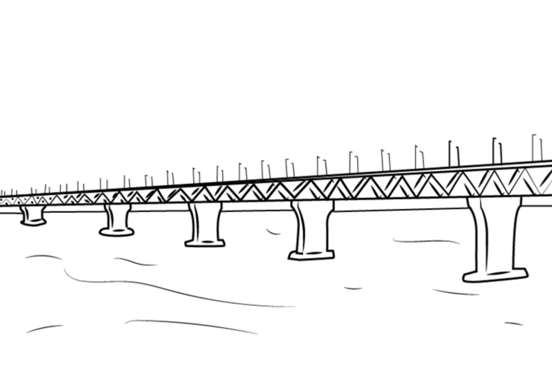 Drawing of a street bridge