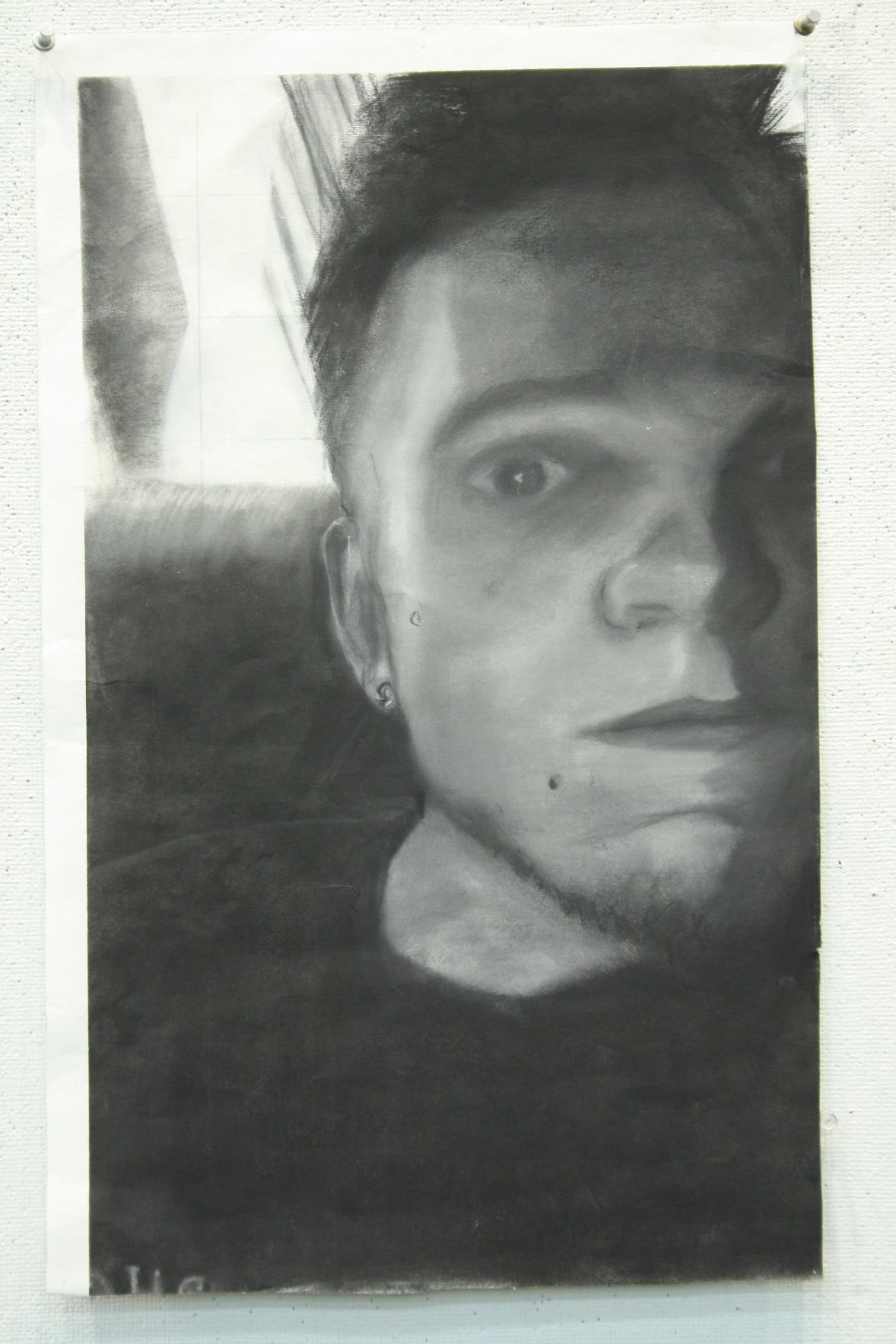 Self Portrait chalk drawing by Joe Bartkowiak 