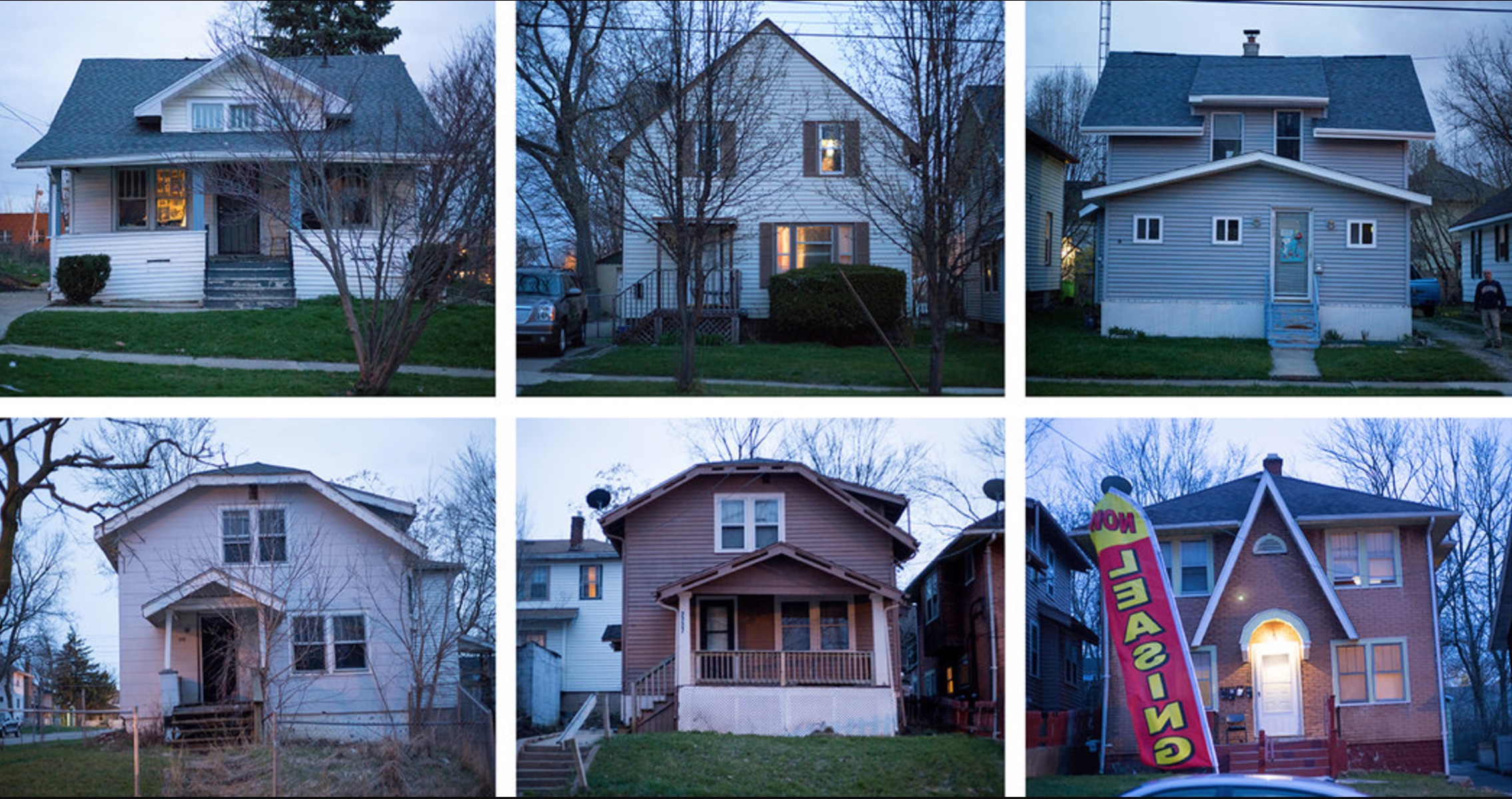 Photo of blighted homes in Flint, Michigan