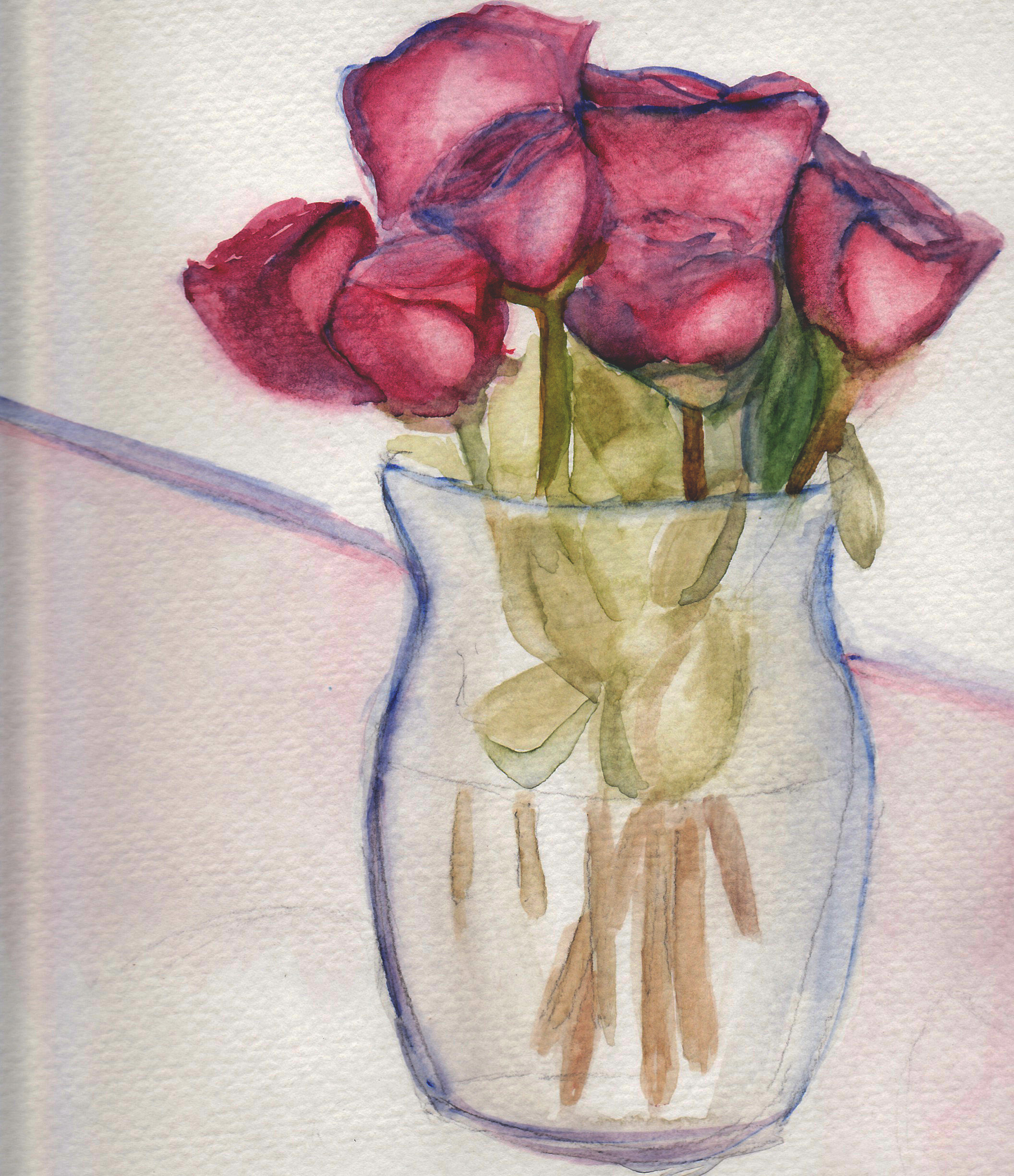 A vase of pink roses 