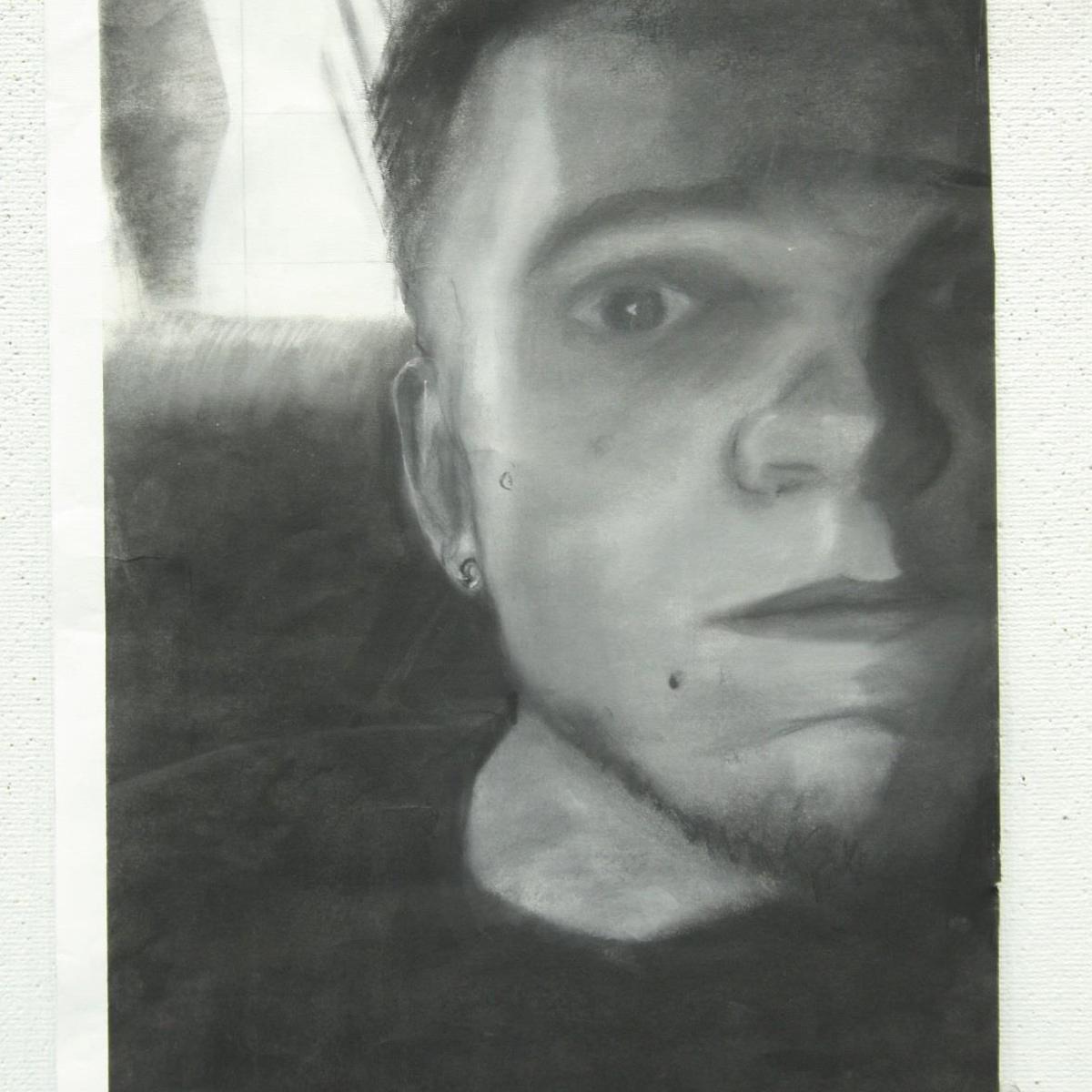 Self Portrait chalk drawing by Joe Bartkowiak 
