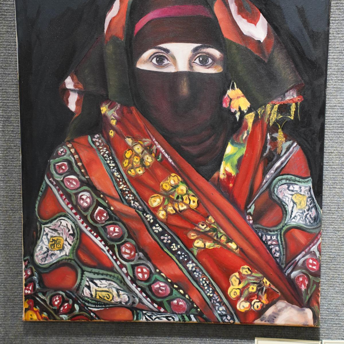 "Yemeni Woman in Sitarah" by Dunya Al Qadhi Honorable Mention Studio Art 